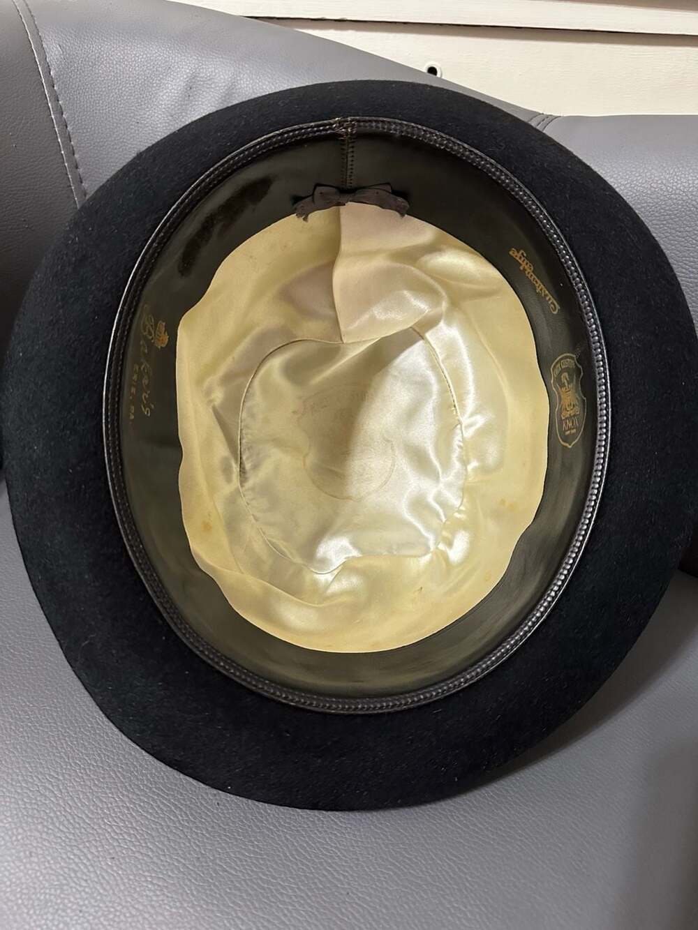 Vintage Knox Custom Edge Black Fur Felt Fedora Hat Size 7 1/4